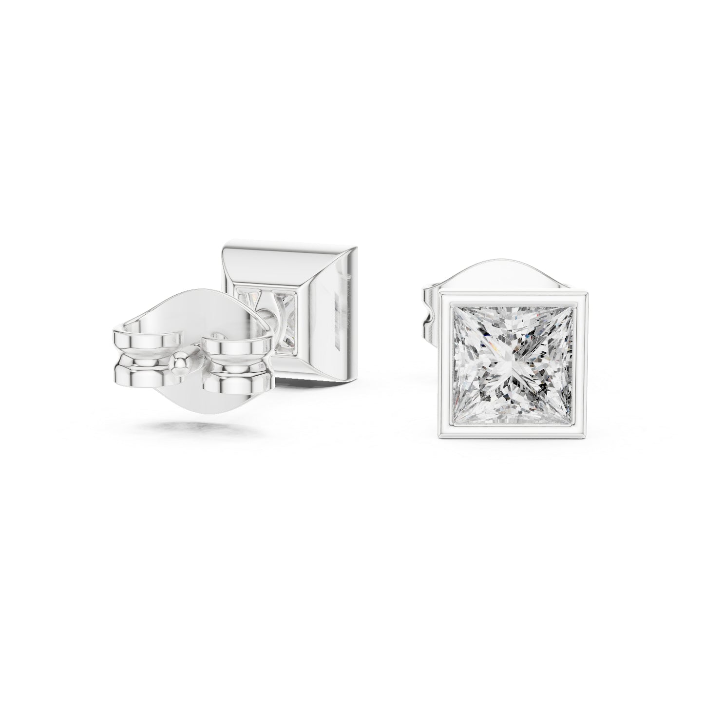 14K Yellow Gold Princess Lab-Grown Diamond Stud Earrings for Women | Wedding Collection | Pure Carat