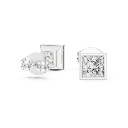 14K Yellow Gold Princess Lab-Grown Diamond Stud Earrings for Women | Wedding Collection | Pure Carat
