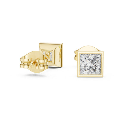 14K Yellow Gold Princess Lab-Grown Diamond Stud Earrings for Women | Wedding Collection | Pure Carat