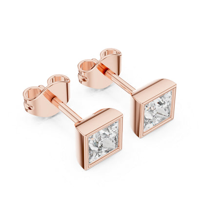 14K Yellow Gold Princess Lab-Grown Diamond Stud Earrings for Women | Wedding Collection | Pure Carat