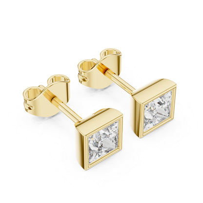 14K Yellow Gold Princess Lab-Grown Diamond Stud Earrings for Women | Wedding Collection | Pure Carat