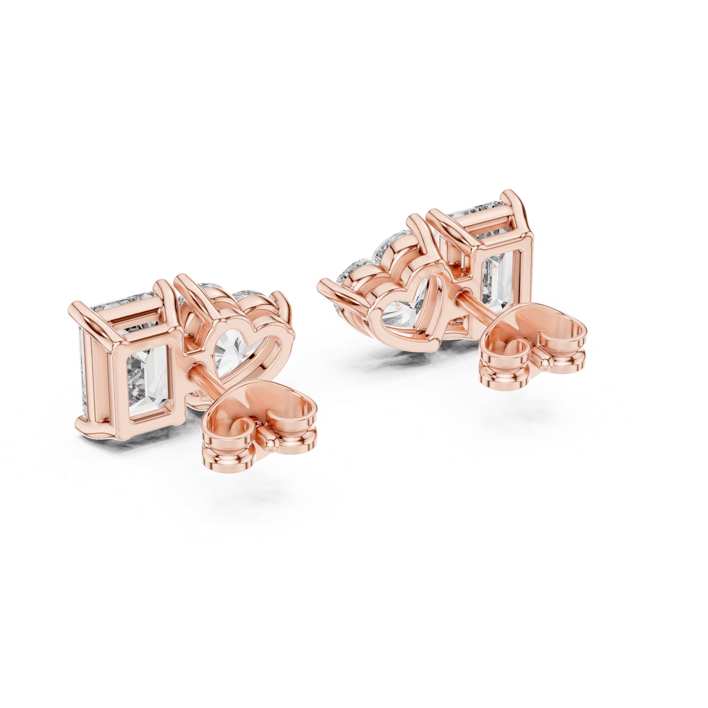 14K White Gold Heart & Emerald Lab-Grown Diamond Stud Earrings for Women | Anniversary Gift | Pure Carat