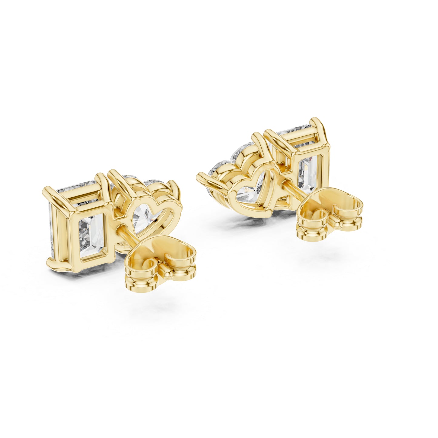 14K White Gold Heart & Emerald Lab-Grown Diamond Stud Earrings for Women | Anniversary Gift | Pure Carat