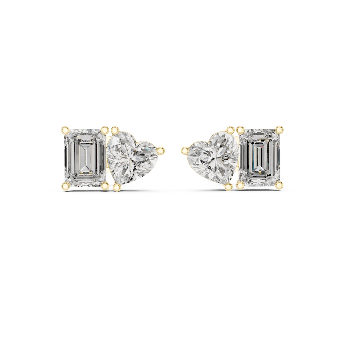 14K White Gold Heart & Emerald Lab-Grown Diamond Stud Earrings for Women | Anniversary Gift | Pure Carat