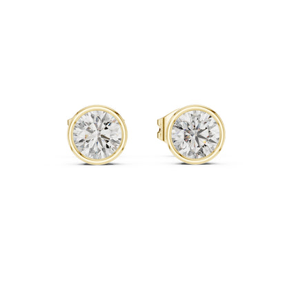 18K Yellow Gold Round Lab-Grown Diamond Drop Earrings for Women | Everyday Wear | Pure Carat