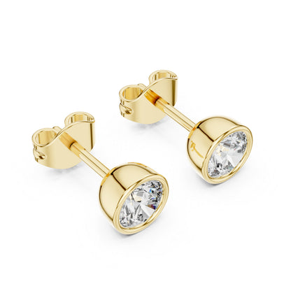 18K Yellow Gold Round Lab-Grown Diamond Drop Earrings for Women | Everyday Wear | Pure Carat