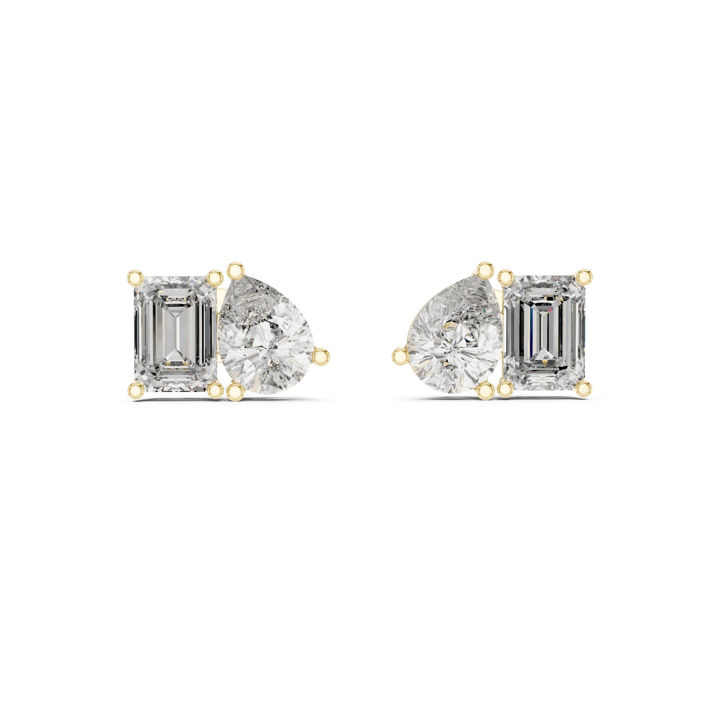 14K Rose Gold Emerald & Pear Lab-Grown Diamond Stud Earrings for Women | Office Wear | Pure Carat