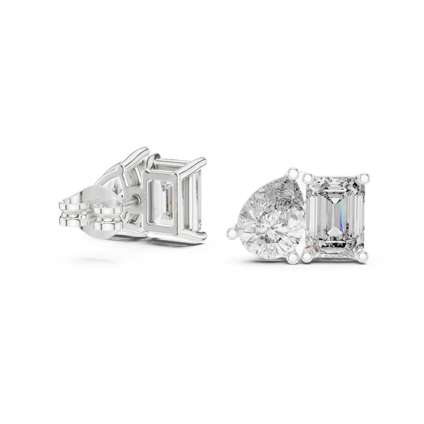 14K Rose Gold Emerald & Pear Lab-Grown Diamond Stud Earrings for Women | Office Wear | Pure Carat