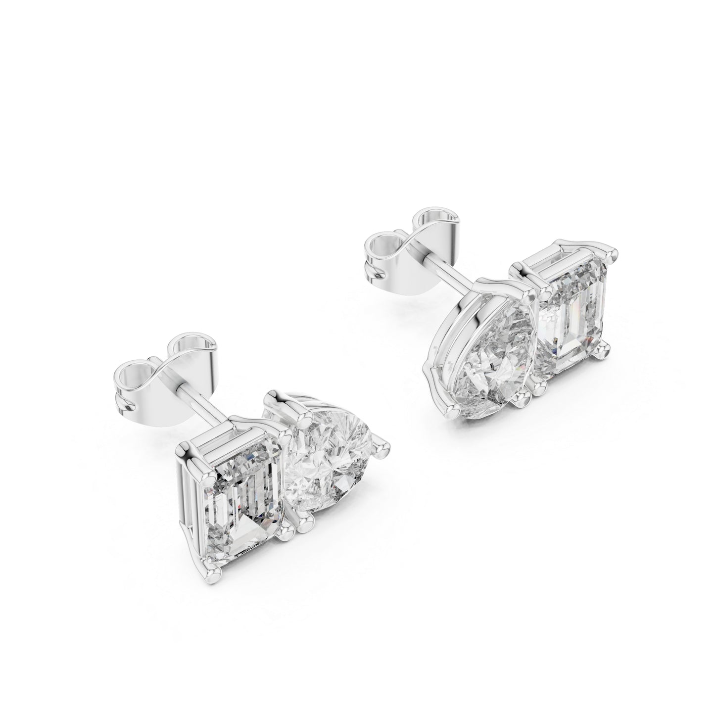 14K Rose Gold Emerald & Pear Lab-Grown Diamond Stud Earrings for Women | Office Wear | Pure Carat