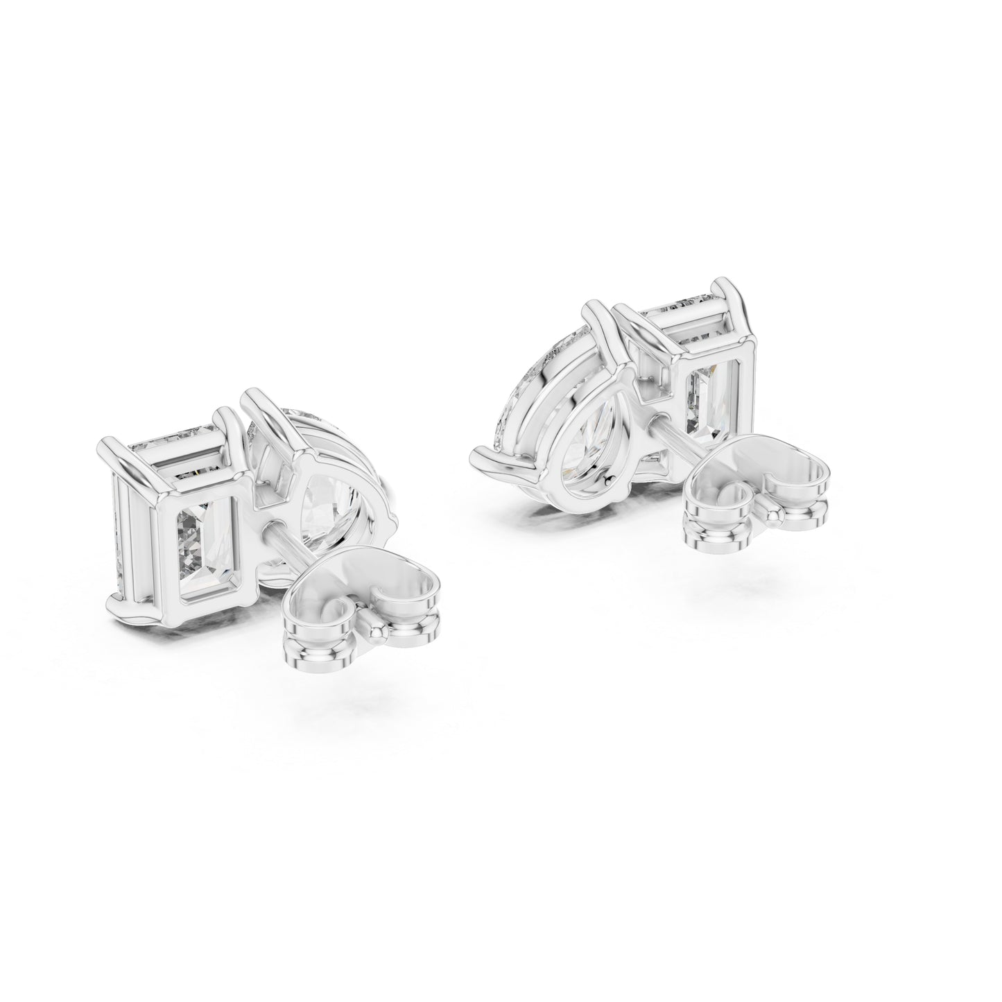 14K Rose Gold Emerald & Pear Lab-Grown Diamond Stud Earrings for Women | Office Wear | Pure Carat