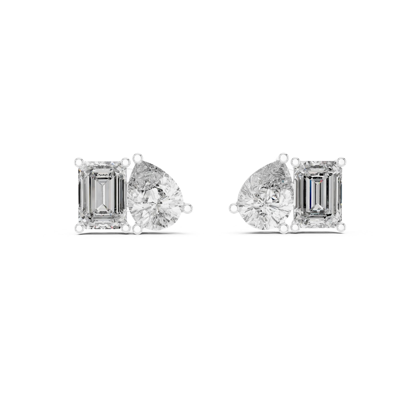 14K Rose Gold Emerald & Pear Lab-Grown Diamond Stud Earrings for Women | Office Wear | Pure Carat