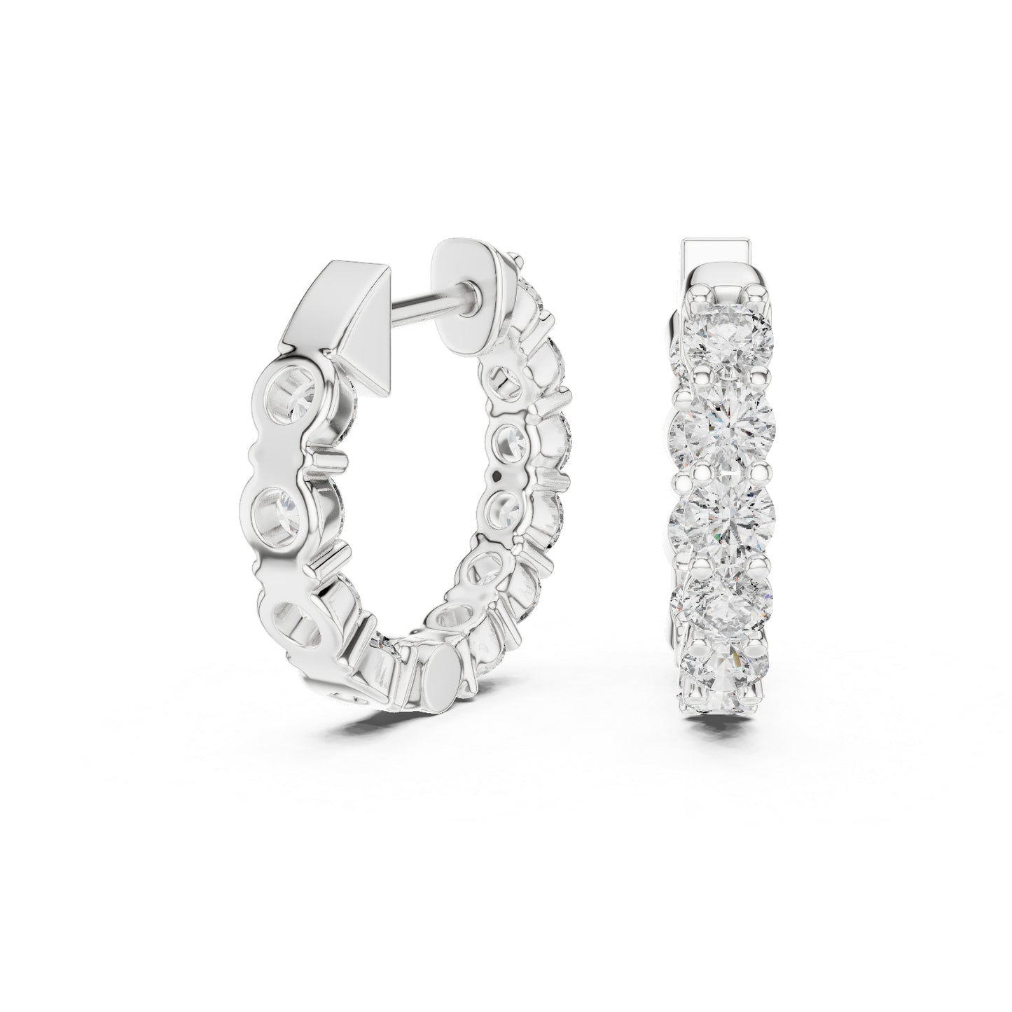 18K White Gold Round Lab-Grown Diamond Earrings for Women | Party Wear | Pure Carat