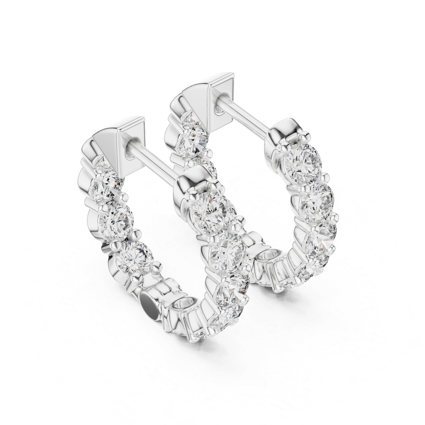 18K White Gold Round Lab-Grown Diamond Earrings for Women | Party Wear | Pure Carat