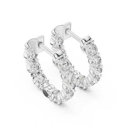 18K White Gold Round Lab-Grown Diamond Earrings for Women | Party Wear | Pure Carat
