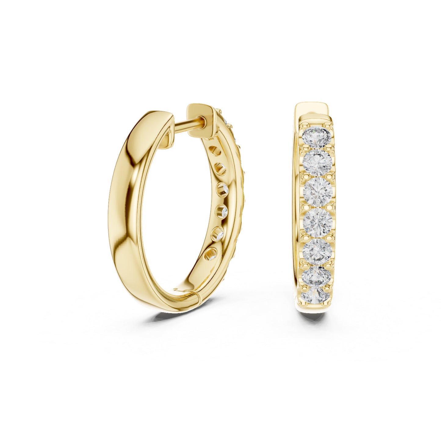 18K Yellow Gold Round Lab-Grown Diamond Earrings for Women | Engagement | Pure Carat