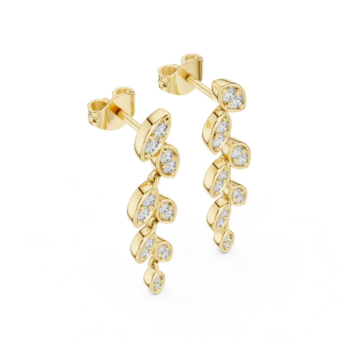 14K Yellow Gold Round Lab-Grown Diamond Earrings for Women | Bridal Wear | Pure Carat