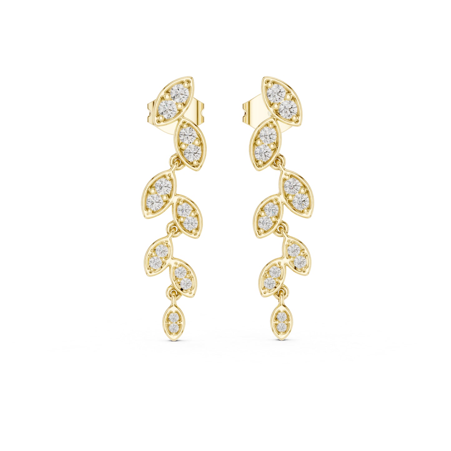 14K Yellow Gold Round Lab-Grown Diamond Earrings for Women | Bridal Wear | Pure Carat