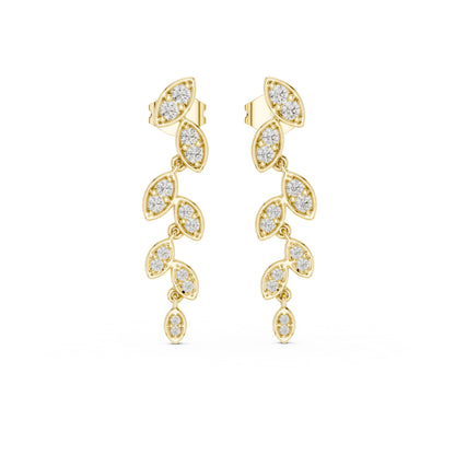 14K Yellow Gold Round Lab-Grown Diamond Earrings for Women | Bridal Wear | Pure Carat