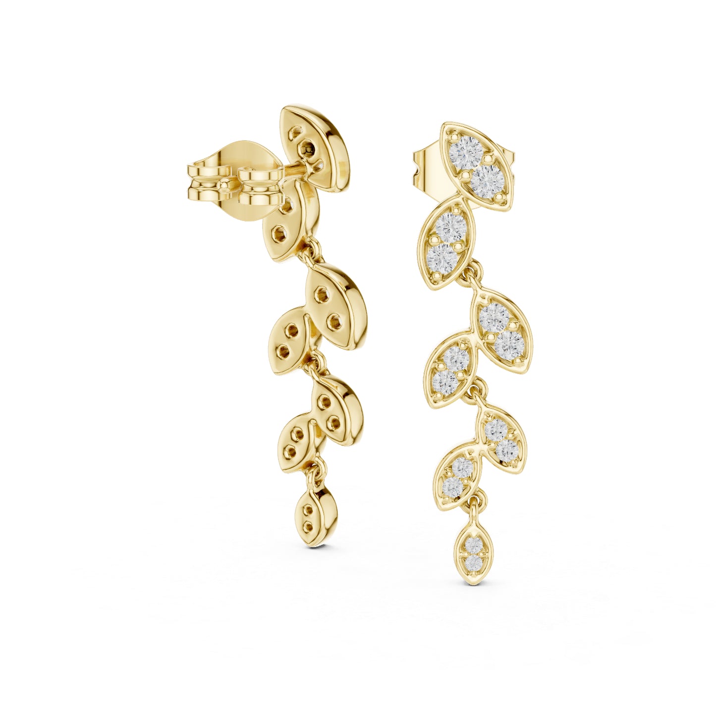 14K Yellow Gold Round Lab-Grown Diamond Earrings for Women | Bridal Wear | Pure Carat