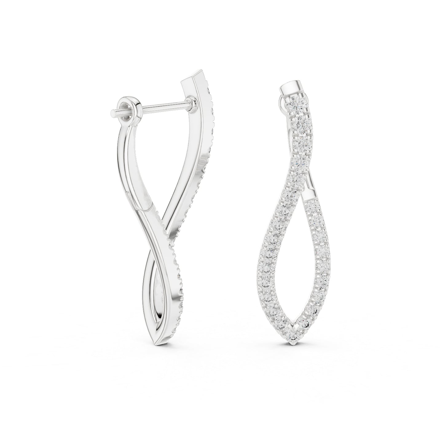 18K White Gold Round Lab-Grown Diamond Drop Earrings for Women | Office Wear | Pure Carat