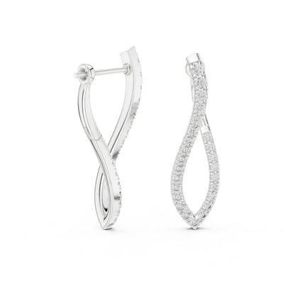 18K White Gold Round Lab-Grown Diamond Drop Earrings for Women | Office Wear | Pure Carat