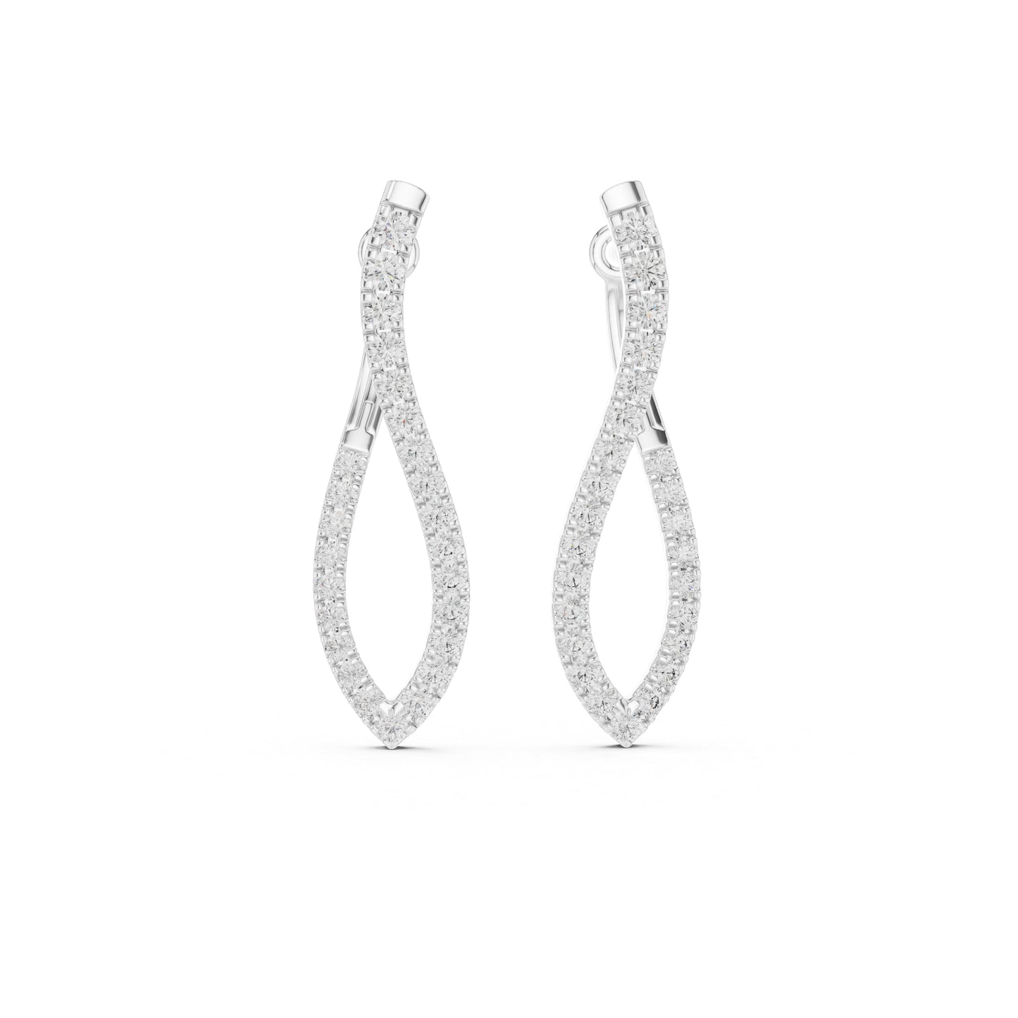 18K White Gold Round Lab-Grown Diamond Drop Earrings for Women | Office Wear | Pure Carat