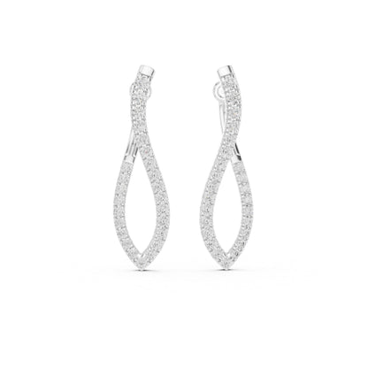 18K White Gold Round Lab-Grown Diamond Drop Earrings for Women | Office Wear | Pure Carat