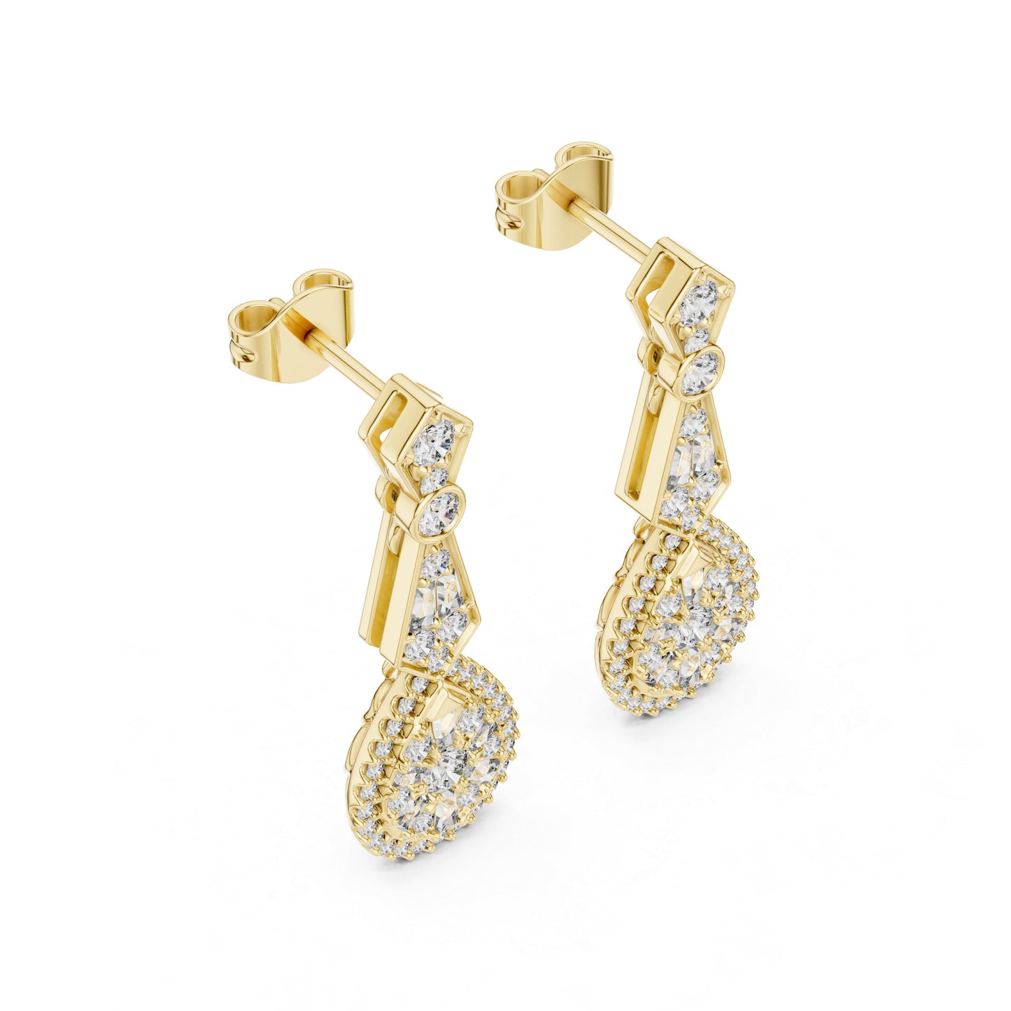 18K Yellow Gold Round Lab-Grown Diamond Drop Earrings for Women | Anniversary Gift | Pure Carat