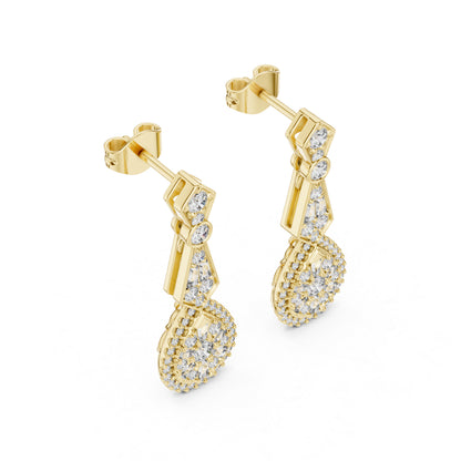 18K Yellow Gold Round Lab-Grown Diamond Drop Earrings for Women | Anniversary Gift | Pure Carat