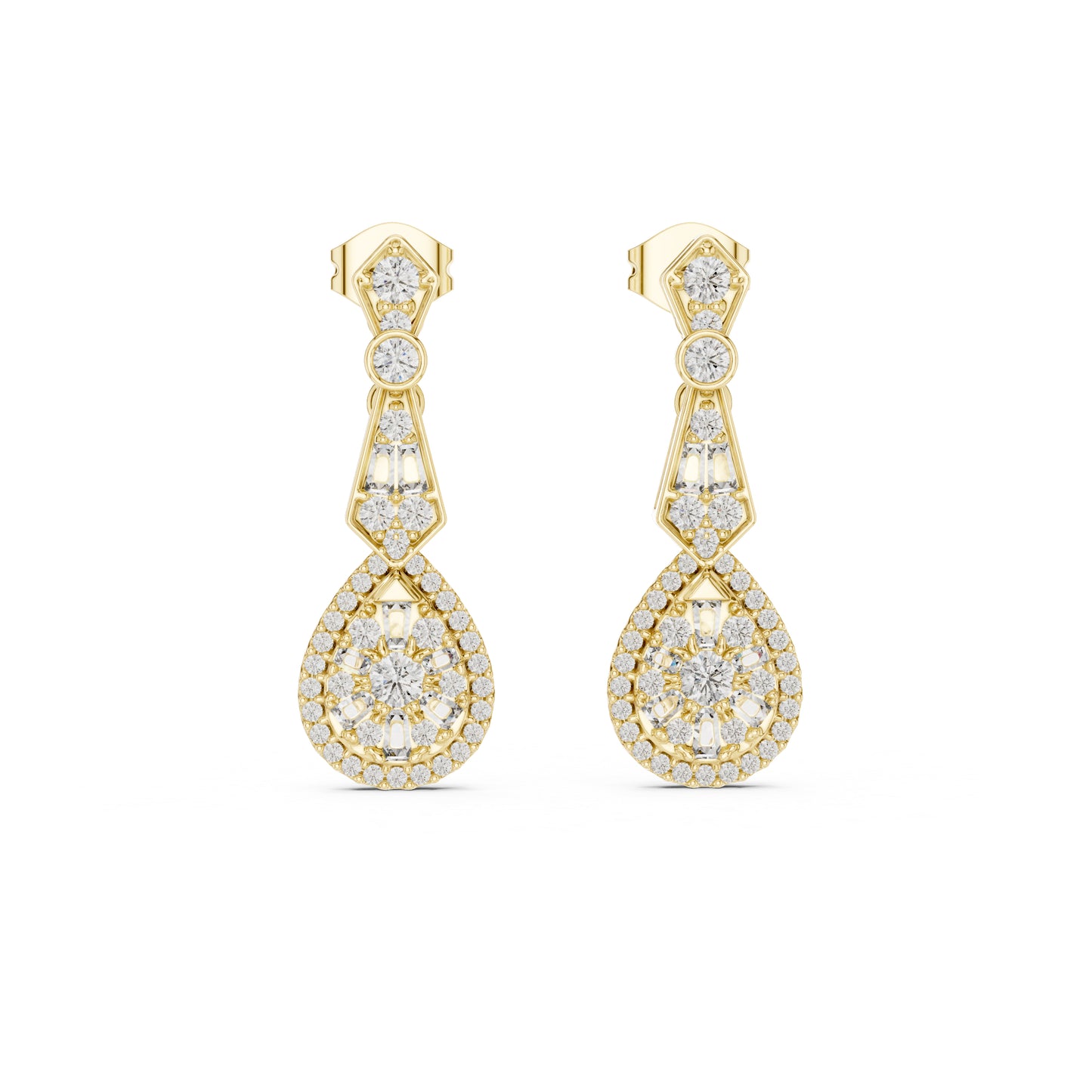 18K Yellow Gold Round Lab-Grown Diamond Drop Earrings for Women | Anniversary Gift | Pure Carat