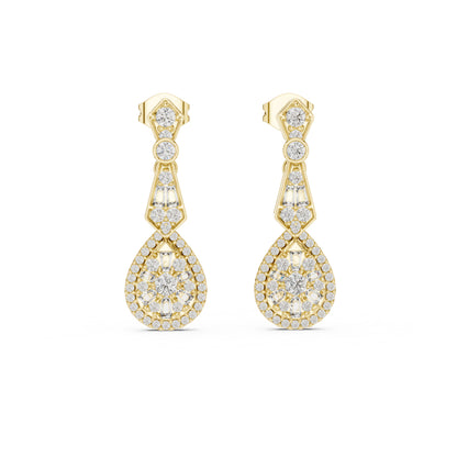 18K Yellow Gold Round Lab-Grown Diamond Drop Earrings for Women | Anniversary Gift | Pure Carat