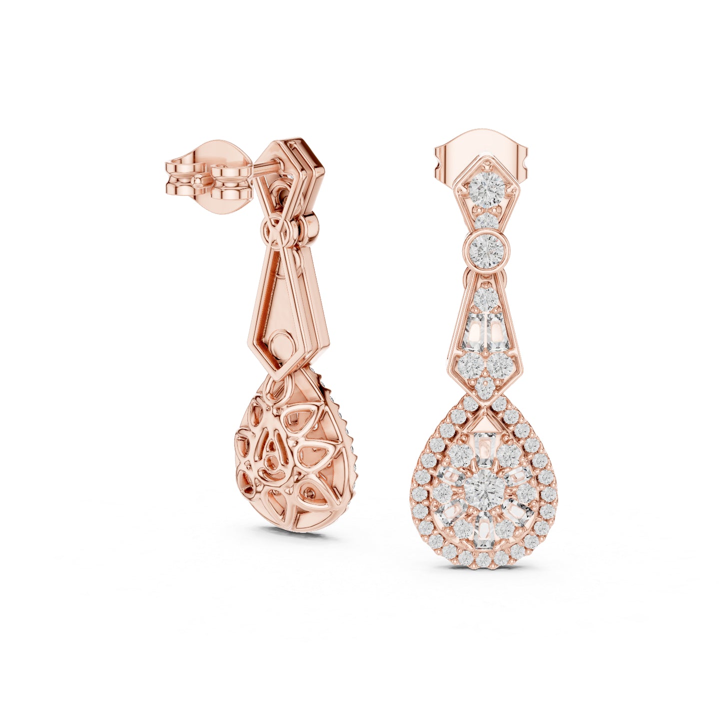 18K Yellow Gold Round Lab-Grown Diamond Drop Earrings for Women | Anniversary Gift | Pure Carat