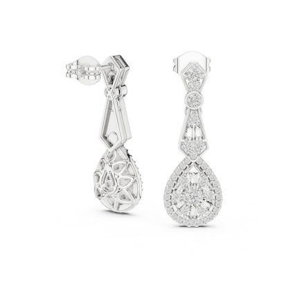 18K Yellow Gold Round Lab-Grown Diamond Drop Earrings for Women | Anniversary Gift | Pure Carat