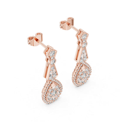 18K Yellow Gold Round Lab-Grown Diamond Drop Earrings for Women | Anniversary Gift | Pure Carat
