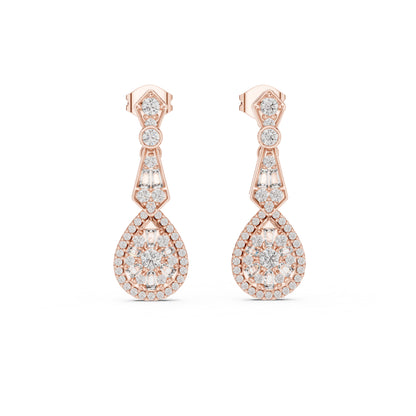 18K Yellow Gold Round Lab-Grown Diamond Drop Earrings for Women | Anniversary Gift | Pure Carat
