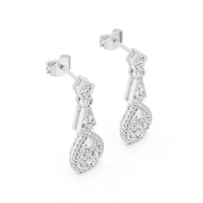 18K Yellow Gold Round Lab-Grown Diamond Drop Earrings for Women | Anniversary Gift | Pure Carat
