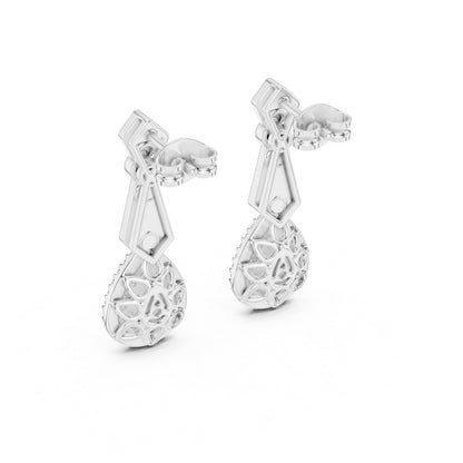 18K Yellow Gold Round Lab-Grown Diamond Drop Earrings for Women | Anniversary Gift | Pure Carat
