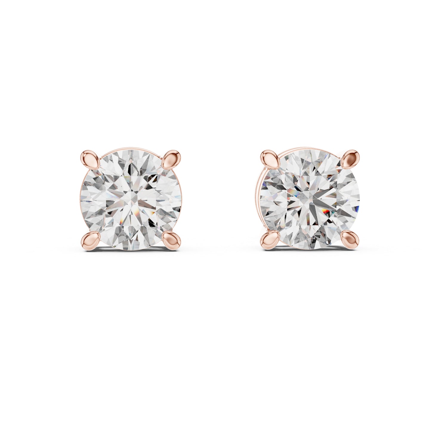 Round Lab-Grown Diamond Stud Earrings in 14K Rose Gold | PureCarat