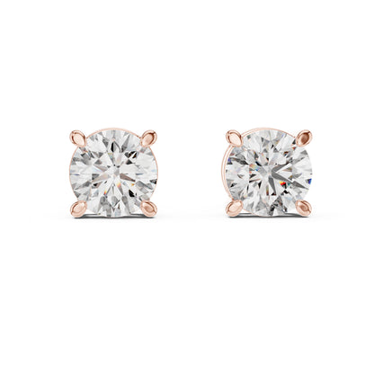 Round Lab-Grown Diamond Stud Earrings in 14K Rose Gold | PureCarat