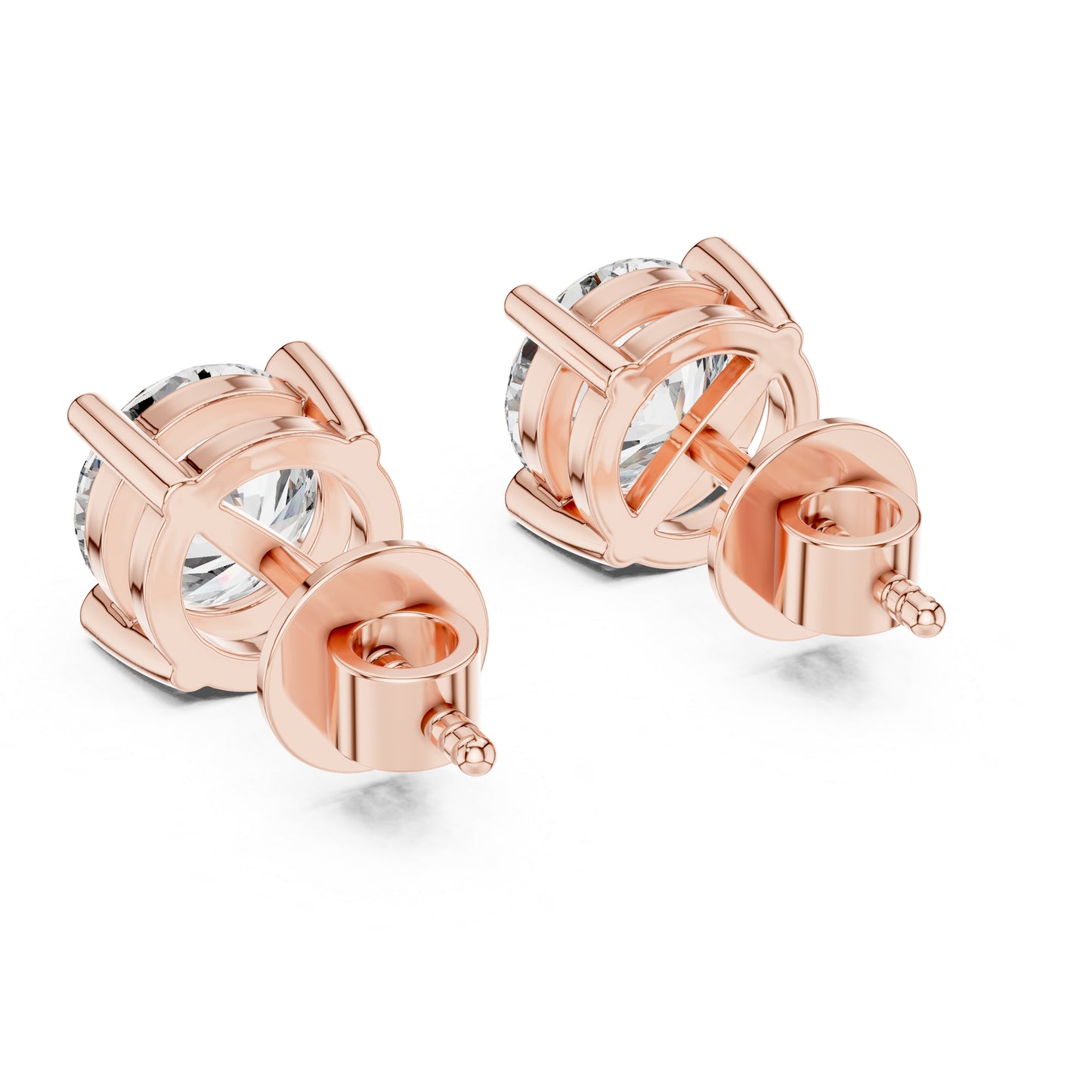 Round Lab-Grown Diamond Stud Earrings in 14K Rose Gold | PureCarat