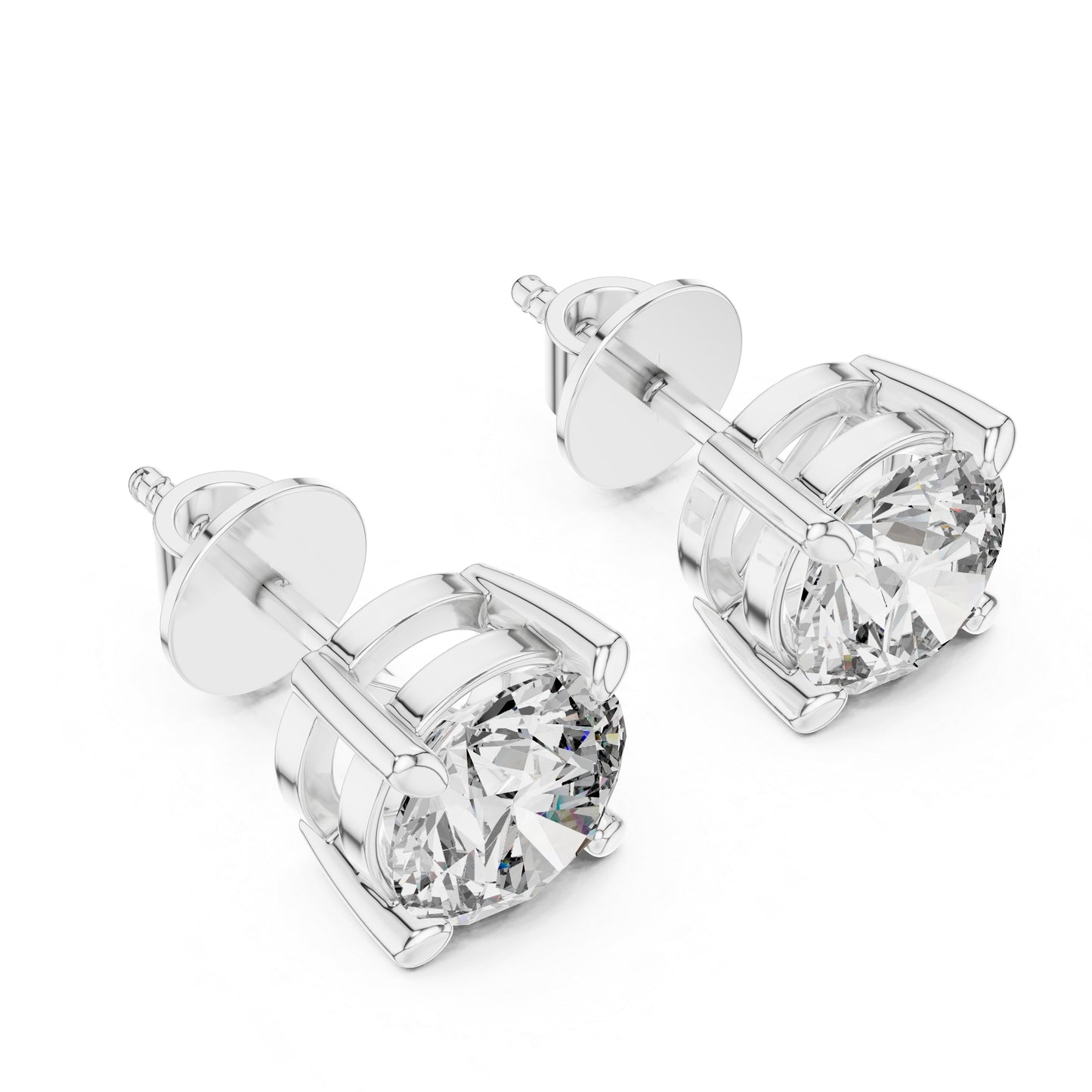 Round Lab-Grown Diamond Stud Earrings in 14K Rose Gold | PureCarat