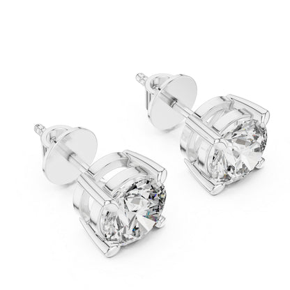 Round Lab-Grown Diamond Stud Earrings in 14K Rose Gold | PureCarat