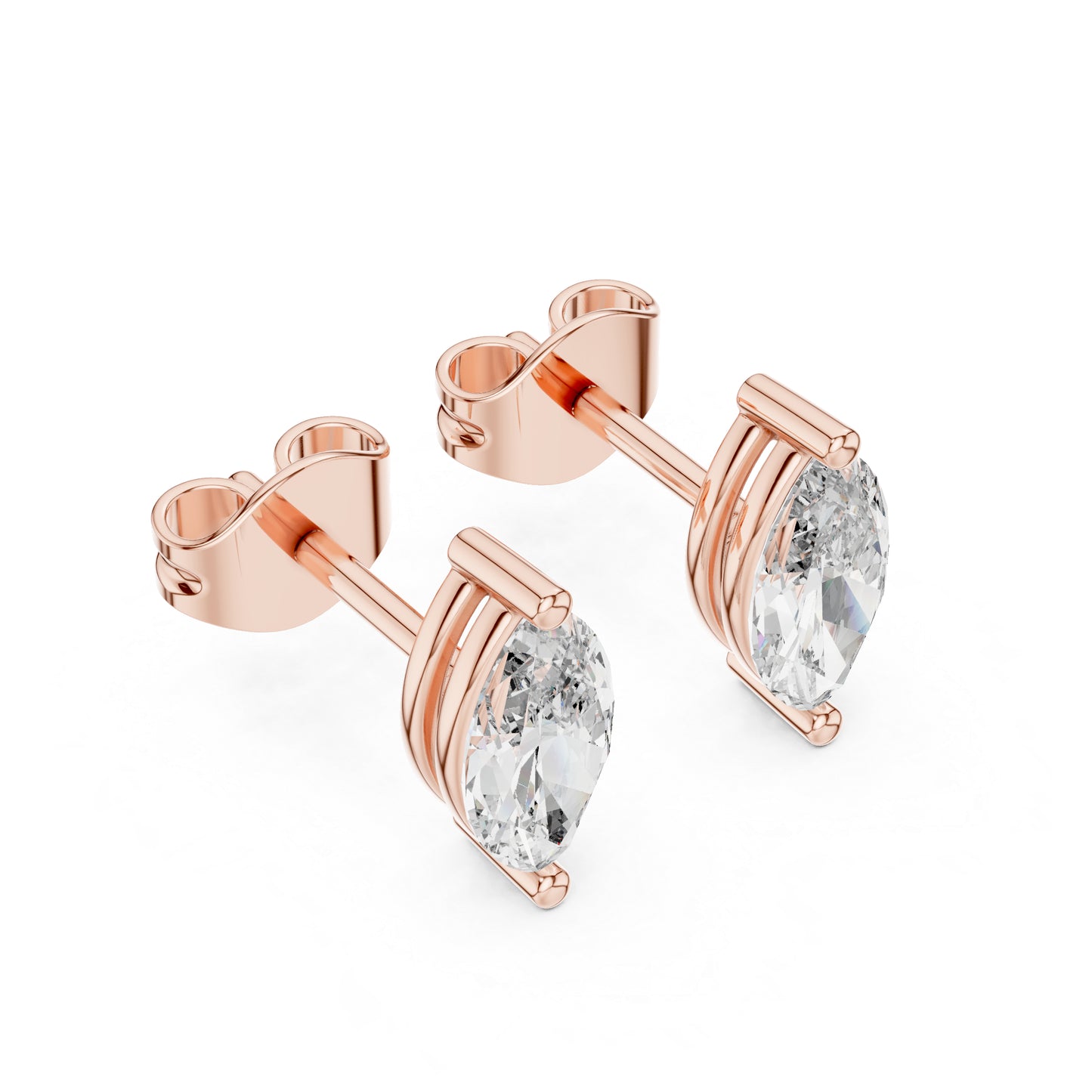 14K Rose Gold Marquise Lab-Grown Diamond Earrings for Women | Party Wear | Pure Carat