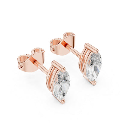 14K Rose Gold Marquise Lab-Grown Diamond Earrings for Women | Party Wear | Pure Carat