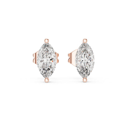 14K Rose Gold Marquise Lab-Grown Diamond Earrings for Women | Party Wear | Pure Carat