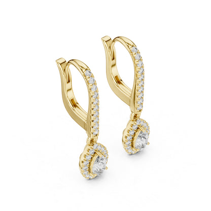 14K Yellow Gold Pear & Round Lab-Grown Diamond Stud Earrings for Women | Everyday Wear | Pure Carat