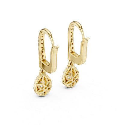 14K Yellow Gold Pear & Round Lab-Grown Diamond Stud Earrings for Women | Everyday Wear | Pure Carat