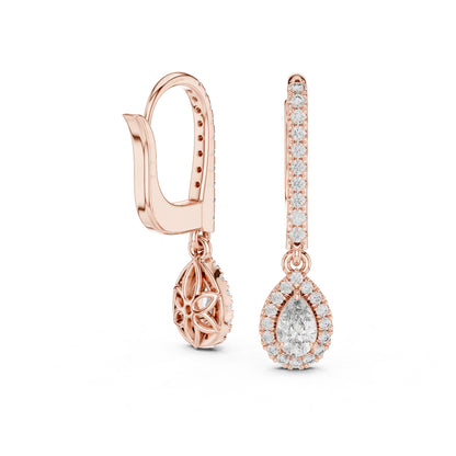 14K Yellow Gold Pear & Round Lab-Grown Diamond Stud Earrings for Women | Everyday Wear | Pure Carat