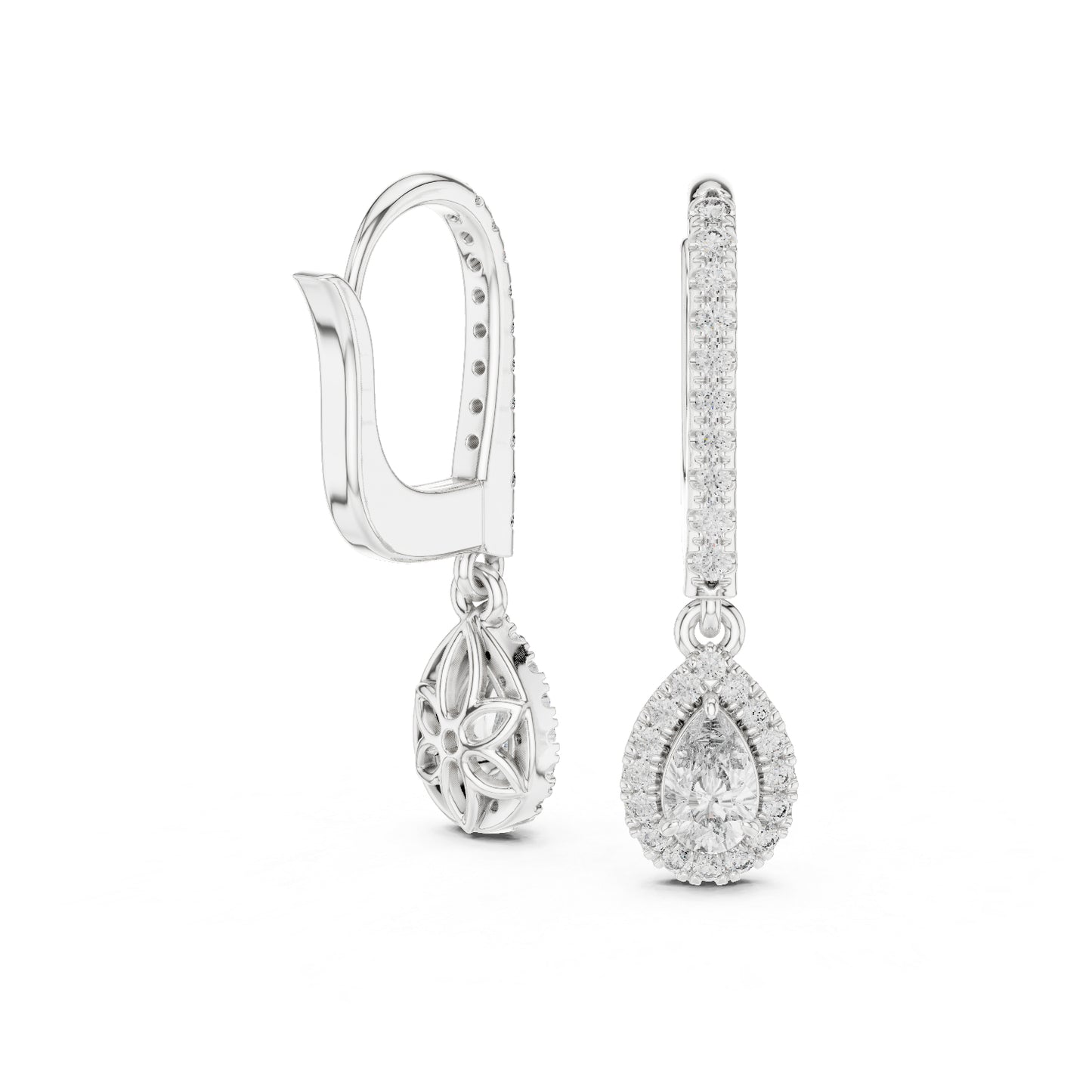 14K Yellow Gold Pear & Round Lab-Grown Diamond Stud Earrings for Women | Everyday Wear | Pure Carat