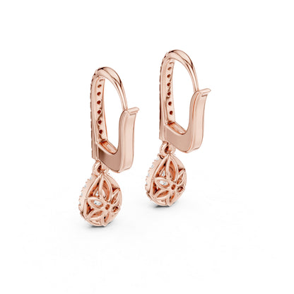 14K Yellow Gold Pear & Round Lab-Grown Diamond Stud Earrings for Women | Everyday Wear | Pure Carat